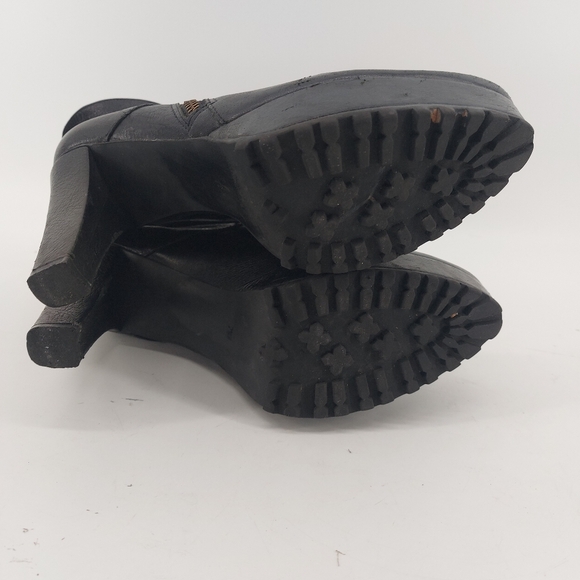 Diane Von Furstenberg Leather Black Heeled Booties Size 7 Moto - Picture 10 of 10